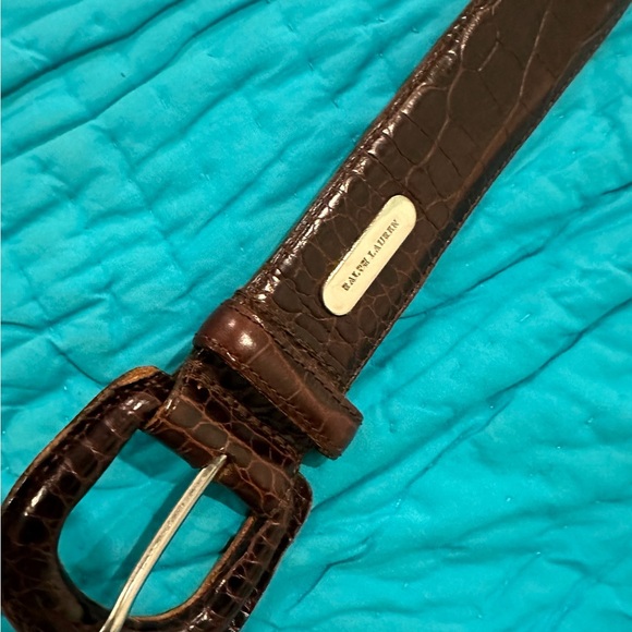 Vintage Ralph  Lauren brown women’s  belt ,size small 30” W reptile embossed. - Picture 5 of 15
